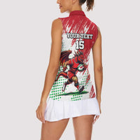 Wales Rugby Custom Women Sleeveless Polo Shirt Welsh Dragon Mascot - Wonder Print Shop