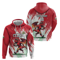 Wales Rugby Custom Zip Hoodie Welsh Dragon Mascot - Wonder Print Shop