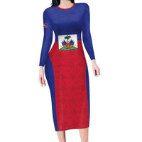 Custom Haiti Football Family Matching Long Sleeve Bodycon Dress and Hawaiian Shirt Les Grenadiers 2026 Back to the World Cup - Wonder Print Shop