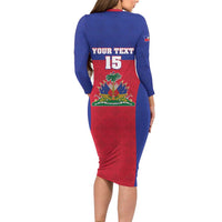 Custom Haiti Football Family Matching Long Sleeve Bodycon Dress and Hawaiian Shirt Les Grenadiers 2026 Back to the World Cup - Wonder Print Shop