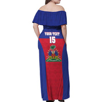 Custom Haiti Football Family Matching Off Shoulder Maxi Dress and Hawaiian Shirt Les Grenadiers 2026 Back to the World Cup - Wonder Print Shop