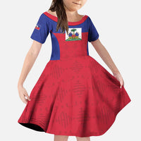 Custom Haiti Football Family Matching Off Shoulder Short Dress and Hawaiian Shirt Les Grenadiers 2026 Back to the World Cup - Wonder Print Shop
