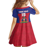 Custom Haiti Football Family Matching Off Shoulder Short Dress and Hawaiian Shirt Les Grenadiers 2026 Back to the World Cup - Wonder Print Shop