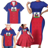 Custom Haiti Football Family Matching Short Sleeve Bodycon Dress and Hawaiian Shirt Les Grenadiers 2026 Back to the World Cup - Wonder Print Shop