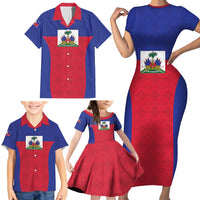 Custom Haiti Football Family Matching Short Sleeve Bodycon Dress and Hawaiian Shirt Les Grenadiers 2026 Back to the World Cup - Wonder Print Shop