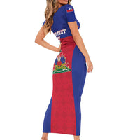 Custom Haiti Football Family Matching Short Sleeve Bodycon Dress and Hawaiian Shirt Les Grenadiers 2026 Back to the World Cup - Wonder Print Shop