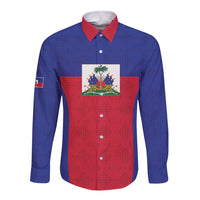 Custom Haiti Football Long Sleeve Button Shirt Les Grenadiers 2026 Back to the World Cup - Wonder Print Shop