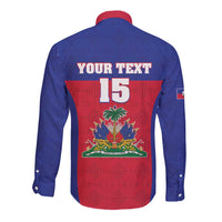 Custom Haiti Football Long Sleeve Button Shirt Les Grenadiers 2026 Back to the World Cup - Wonder Print Shop
