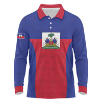 Custom Haiti Football Long Sleeve Polo Shirt Les Grenadiers 2026 Back to the World Cup - Wonder Print Shop