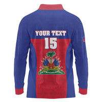 Custom Haiti Football Long Sleeve Polo Shirt Les Grenadiers 2026 Back to the World Cup - Wonder Print Shop
