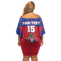Custom Haiti Football Off Shoulder Short Dress Les Grenadiers 2026 Back to the World Cup - Wonder Print Shop
