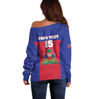 Custom Haiti Football Off Shoulder Sweater Les Grenadiers 2026 Back to the World Cup - Wonder Print Shop