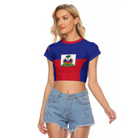 Custom Haiti Football Raglan Cropped T Shirt Les Grenadiers 2026 Back to the World Cup - Wonder Print Shop