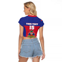 Custom Haiti Football Raglan Cropped T Shirt Les Grenadiers 2026 Back to the World Cup - Wonder Print Shop
