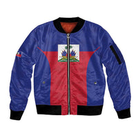 Custom Haiti Football Sleeve Zip Bomber Jacket Les Grenadiers 2026 Back to the World Cup - Wonder Print Shop