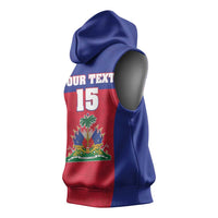 Custom Haiti Football Sleeveless Hoodie Les Grenadiers 2026 Back to the World Cup - Wonder Print Shop