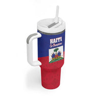 Custom Haiti Football Tumbler With Handle Les Grenadiers 2026 Back to the World Cup - Wonder Print Shop