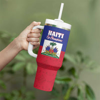 Custom Haiti Football Tumbler With Handle Les Grenadiers 2026 Back to the World Cup - Wonder Print Shop