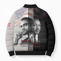 Martin Luther King And Malcolm X Bomber Puffer Jacket Two Minds One Movement - Wonder Print Shop