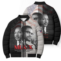Martin Luther King And Malcolm X Bomber Puffer Jacket Two Minds One Movement - Wonder Print Shop