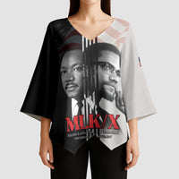 Martin Luther King And Malcolm X Kimono Sleeve Blouse Two Minds One Movement - Wonder Print Shop