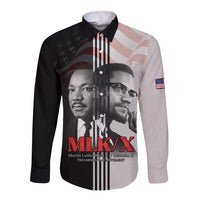 Martin Luther King And Malcolm X Long Sleeve Button Shirt Two Minds One Movement - Wonder Print Shop