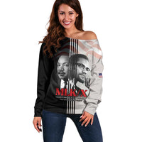 Martin Luther King And Malcolm X Off Shoulder Sweater Two Minds One Movement - Wonder Print Shop