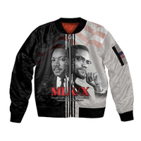 Martin Luther King And Malcolm X Sleeve Zip Bomber Jacket Two Minds One Movement - Wonder Print Shop