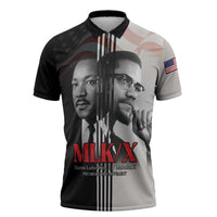 Martin Luther King And Malcolm X Zipper Polo Shirt Two Minds One Movement - Wonder Print Shop