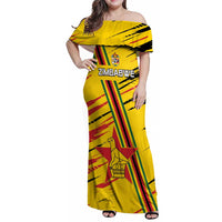 Custom Zimbabwe Football Family Matching Off Shoulder Maxi Dress and Hawaiian Shirt Go Warriors