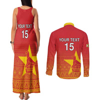Custom Zimbabwe Cricket Couples Matching Tank Maxi Dress and Long Sleeve Button Shirt Go Chevrons