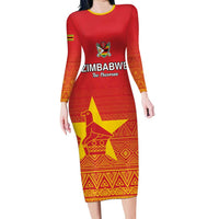 Custom Zimbabwe Cricket Long Sleeve Bodycon Dress Go Chevrons