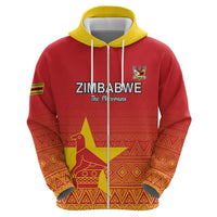 Custom Zimbabwe Cricket Zip Hoodie Go Chevrons