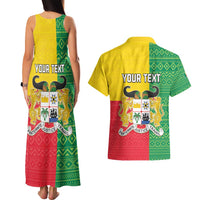 Personalised Benin Couples Matching Tank Maxi Dress and Hawaiian Shirt Coat Of Arms Flag Style