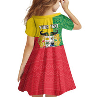 Personalised Benin Family Matching Off Shoulder Short Dress and Hawaiian Shirt Coat Of Arms Flag Style