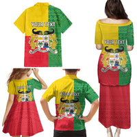 Personalised Benin Family Matching Puletasi and Hawaiian Shirt Coat Of Arms Flag Style