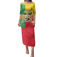 Personalised Benin Family Matching Puletasi and Hawaiian Shirt Coat Of Arms Flag Style