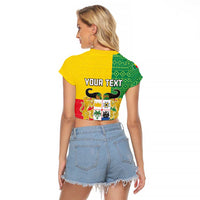 Personalised Benin Raglan Cropped T Shirt Coat Of Arms Flag Style