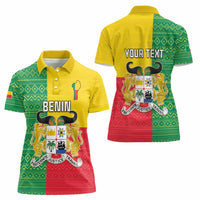 Personalised Benin Women Polo Shirt Coat Of Arms Flag Style