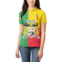 Personalised Benin Women Polo Shirt Coat Of Arms Flag Style