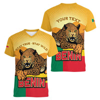 Personalised Benin Leopard Women V-Neck T-Shirt Stay True - Stay Wild