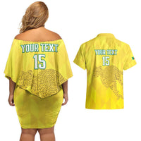 Custom Benin Football Couples Matching Off Shoulder Short Dress and Hawaiian Shirt Go Cheetahs