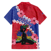 Haiti Family Matching Off The Shoulder Long Sleeve Dress and Hawaiian Shirt Neg Maron Polynesian