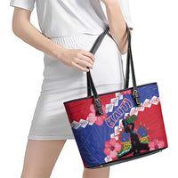Haiti Leather Tote Bag Neg Maron Polynesian