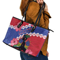 Haiti Leather Tote Bag Neg Maron Polynesian