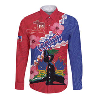 Haiti Long Sleeve Button Shirt Neg Maron Polynesian