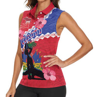 Haiti Women Sleeveless Polo Shirt Neg Maron Polynesian