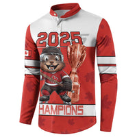 Custom Canada Ice Hockey Button Sweatshirt Beaver Mascot With Champions Trophy