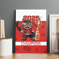 Canada Ice Hockey Canvas Wall Art Beaver Mascot With Champions Trophy