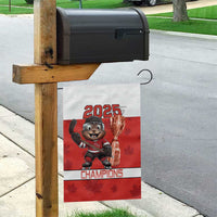 Canada Ice Hockey Garden Flag Beaver Mascot With Champions Trophy